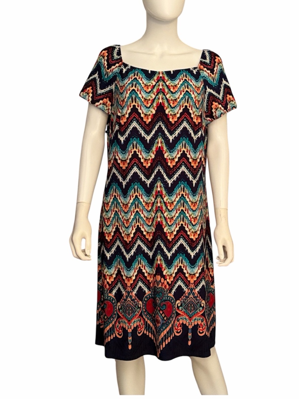 Sunny Leigh Multicolored Chevron Print Dress. Sz XL